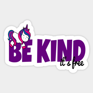 Be Kind, It's Free - Bisexual Unicorn Sticker